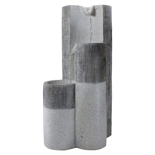 24" Gray Speckled Modern Style 3-Tier Rainfall Outdoor Water Fountain